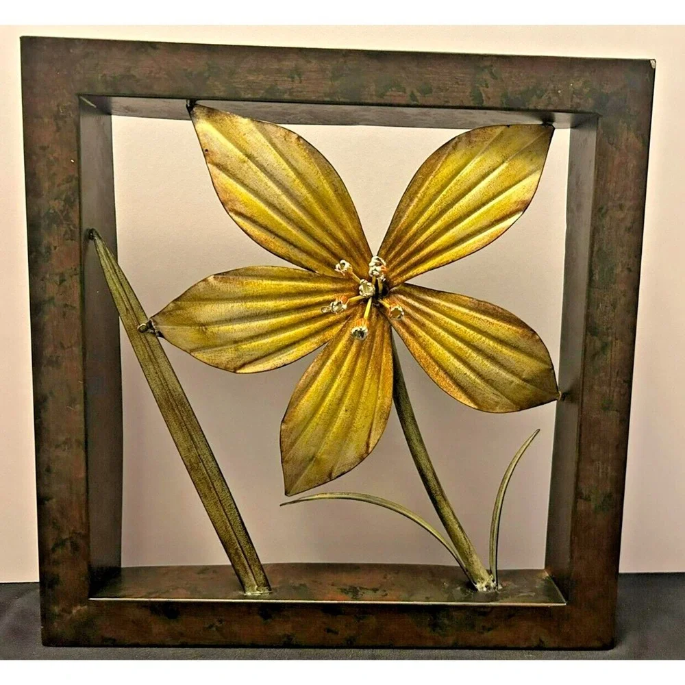 Contemporary Yellow Flower Metal Wall Hanging- 3D
